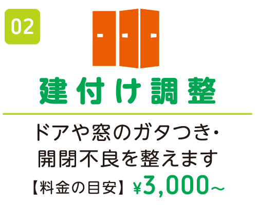 建付け調整 ¥3,000〜