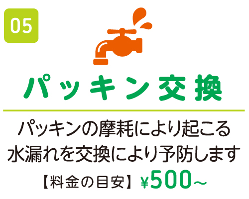 パッキン交換 ¥500〜